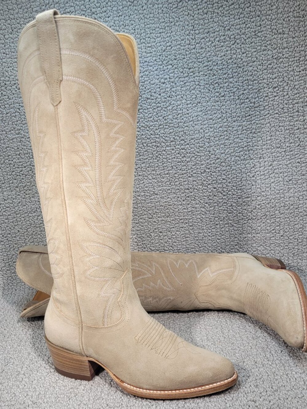 Tecovas The Abby Women's US Size 8B Driftwood Suede Cowgirl Boots - Picture 8 of 11